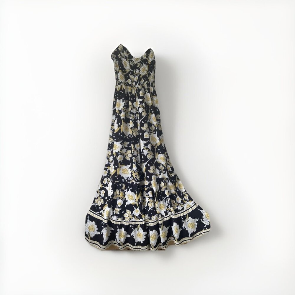 Free People Little of Your Love Jumpsuit Moonless Combo Floral Wide Leg Size L - Picture 5 of 9